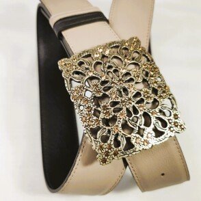 Ceinture reversible femme Taupe / Brun foncé